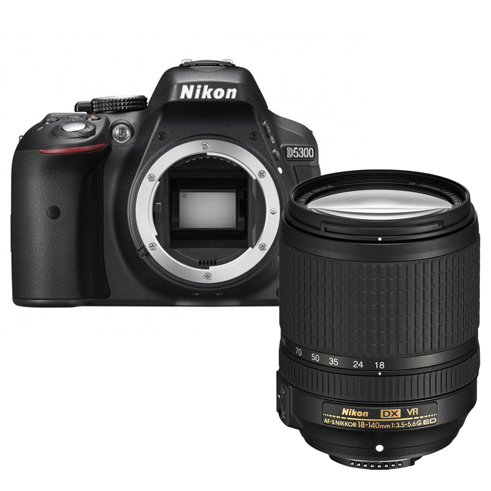 Nikon D5300 zwart + 18-140mm VR Nikon D5300 zwart + 18-140mm VR