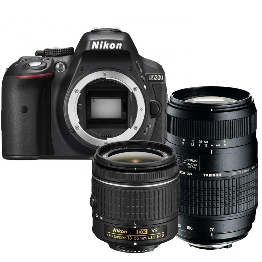 Nikon D5300 zwart + 18-55mm VR + Tamron 70-300mm Di LD Macro Nikon D5300 zwart + 18-55mm VR + Tamron 70-300mm Di LD Macro
