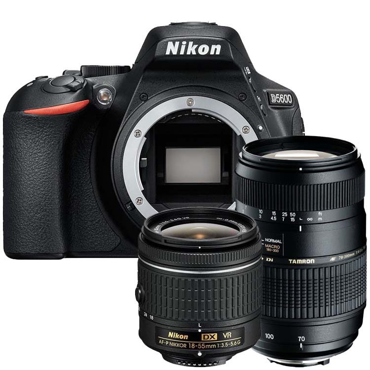 Nikon D5600 zwart + 18-55mm VR + Tamron 70-300mm Di LD Macro Nikon D5600 zwart + 18-55mm VR + Tamron 70-300mm Di LD Macro