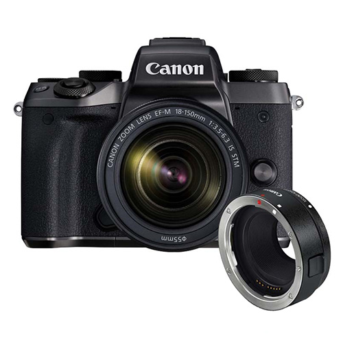 Canon EOS M5 + 18-150mm IS STM zwart + EF-EOS M mount adapter Canon EOS M5 + 18-150mm IS STM zwart + EF-EOS M mount adapter