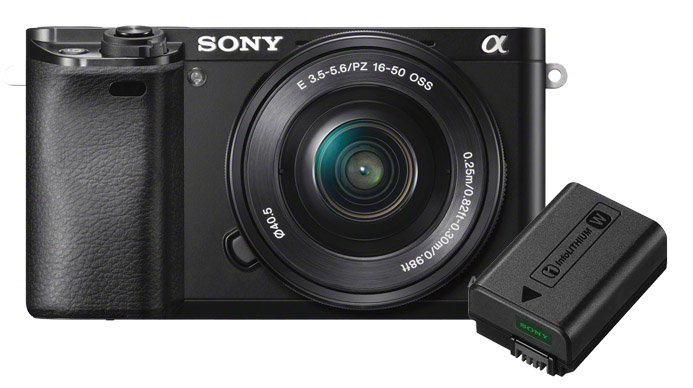 Sony A6000 zwart + 16-50mm Powerzoom + Accu Sony A6000 zwart + 16-50mm Powerzoom + Accu
