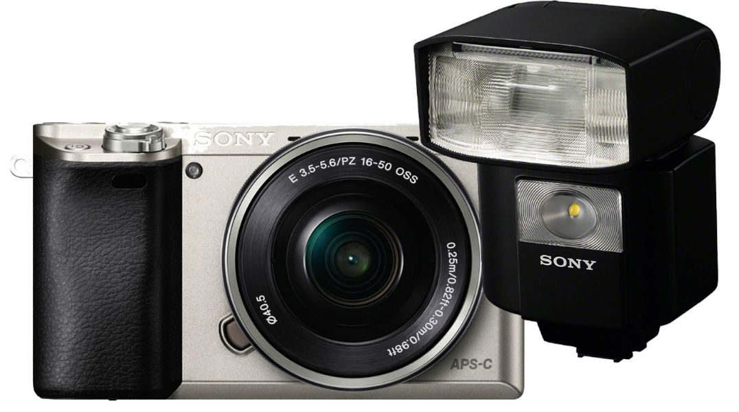 Sony A6000 zilver + HVL-F45RM Flitser Sony A6000 zilver + HVL-F45RM Flitser