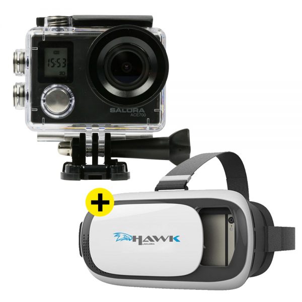 Salora ACE700 Action cam + GRATIS SAlora VR Hawk Virtual Reality bril