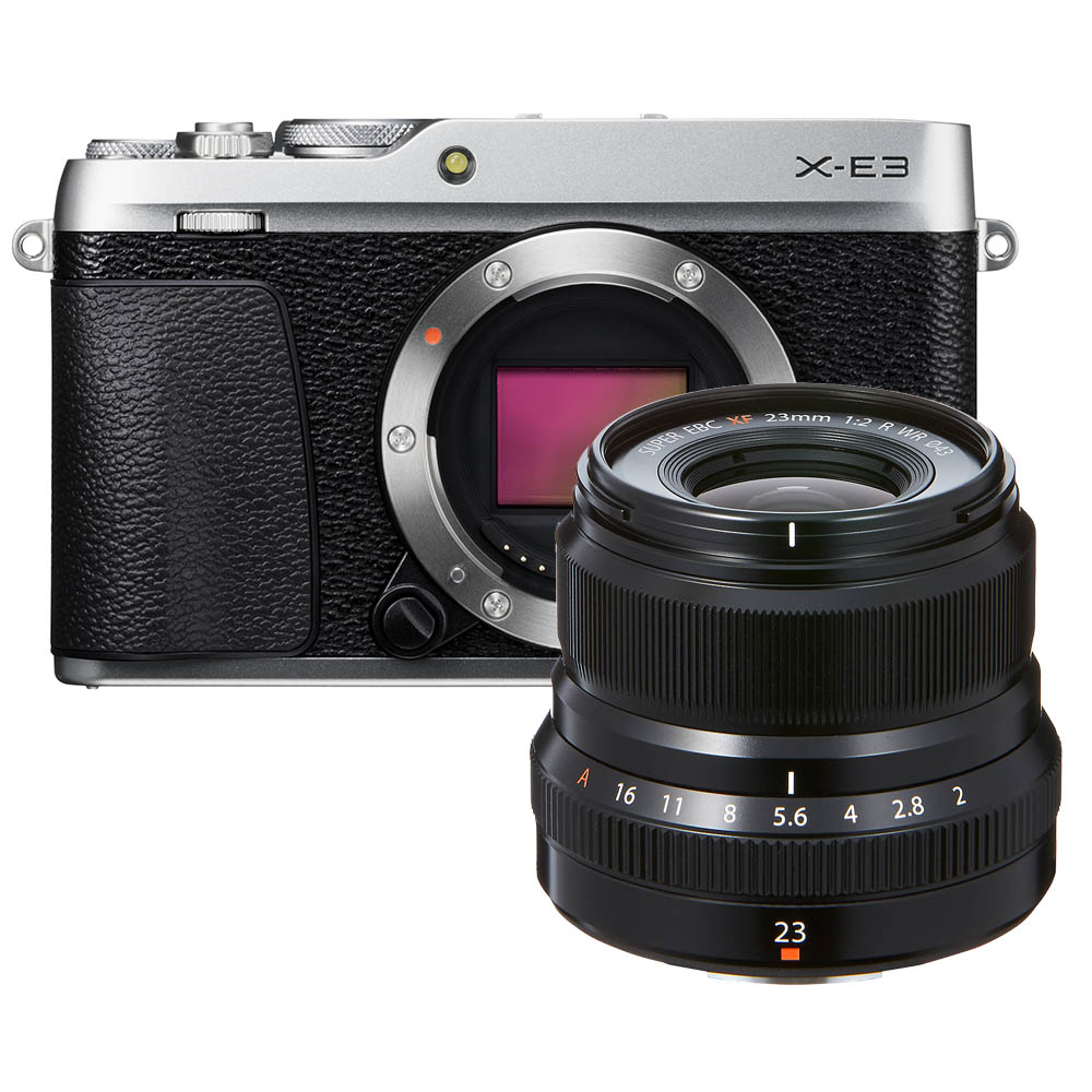 Fujifilm X-E3 zilver + XF 23mm F/2.0 zwart Fujifilm X-E3 zilver + XF 23mm F/2.0 zwart