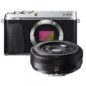 Fujifilm X-E3 zilver + XF 27mm F/2.8 zwart