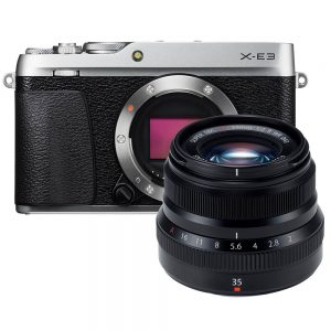 Fujifilm X-E3 zilver + XF 35mm F/2.0 zwart