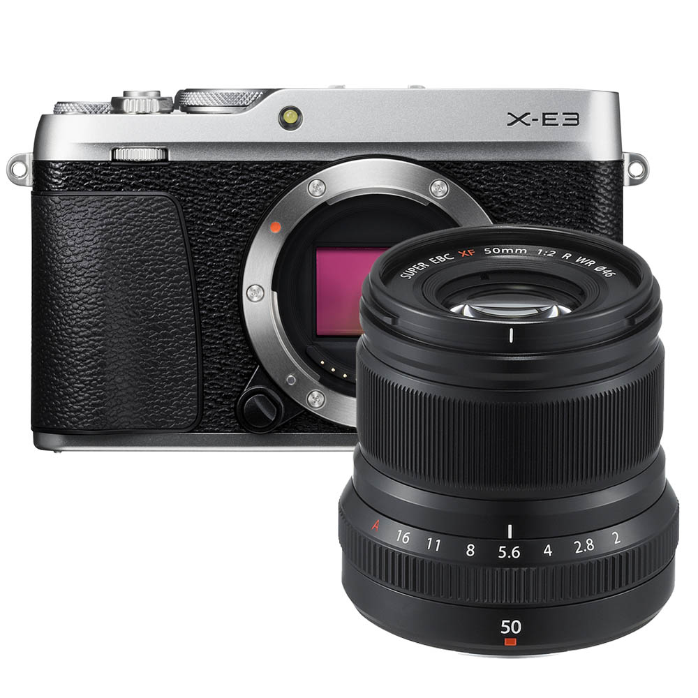 Fujifilm X-E3 zilver + XF 50mm F/2.0 zwart Fujifilm X-E3 zilver + XF 50mm F/2.0 zwart