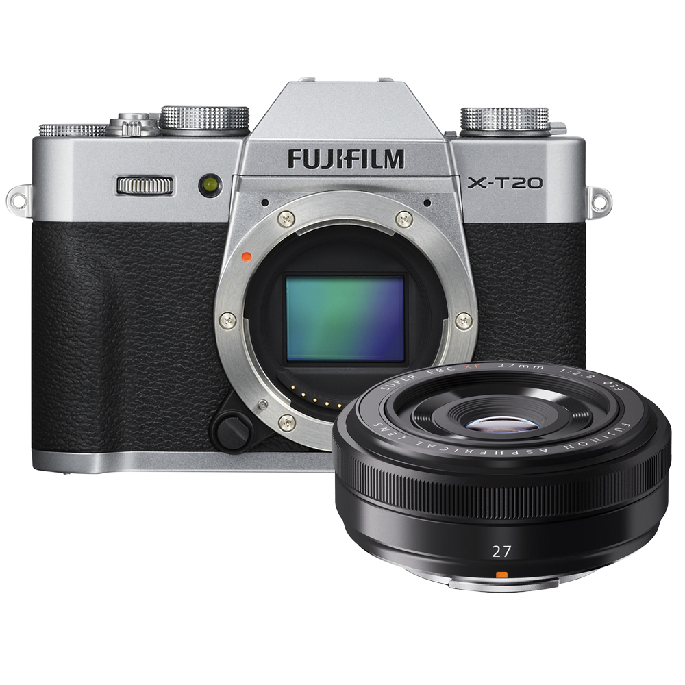 Fujifilm X-T20 zilver + 27mm F/2.8 zwart Fujifilm X-T20 zilver + 27mm F/2.8 zwart