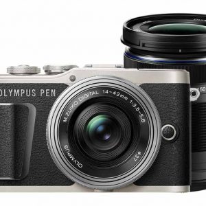 Olympus PEN E-PL9 zwart + 14-42mm Pancake EZ zilver + 40-150mm R ED zwart