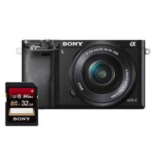 Sony A5100 zwart + 16-50mm Powerzoom + 32GB Geheugenkaart