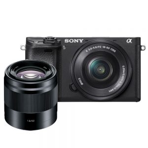 Sony A6300 zwart + 16-50mm + 50mm F/1.8 Portret Kit