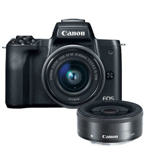 Canon EOS M50 zwart + 15-45mm IS STM zwart + 22mm STM