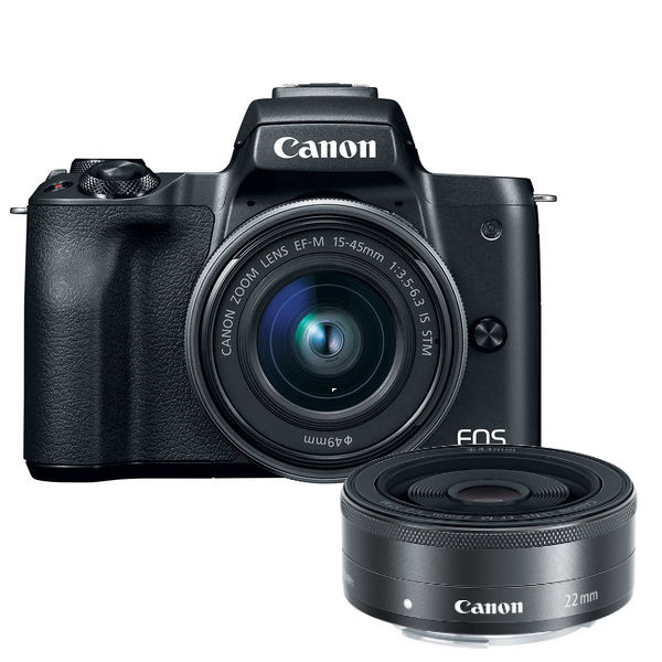 Canon EOS M50 zwart + 15-45mm IS STM zwart + 22mm STM Canon EOS M50 zwart + 15-45mm IS STM zwart + 22mm STM