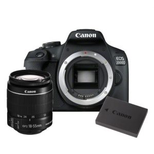Canon EOS 2000D + 18-55mm IS II + LP-E10 Accu