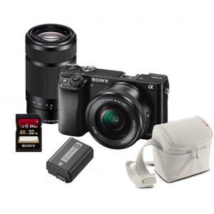 Sony A6000 zwart + 16-50mm + 55-210mm + Tas + Geheugenkaart + Accu