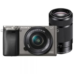 Sony A6000 grafietgrijs + 16-50mm OSS zwart + 55-210mm OSS zwart