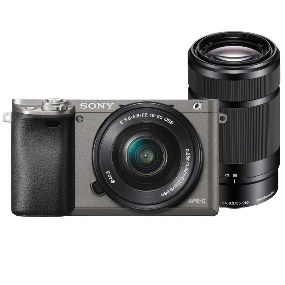 Sony A6000 grafietgrijs + 16-50mm OSS zwart + 55-210mm OSS zwart Sony A6000 grafietgrijs + 16-50mm OSS zwart + 55-210mm OSS zwart