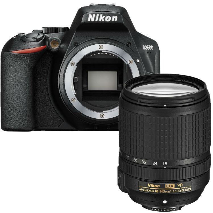 Nikon D3500 zwart + 18-140mm VR Nikon D3500 zwart + 18-140mm VR