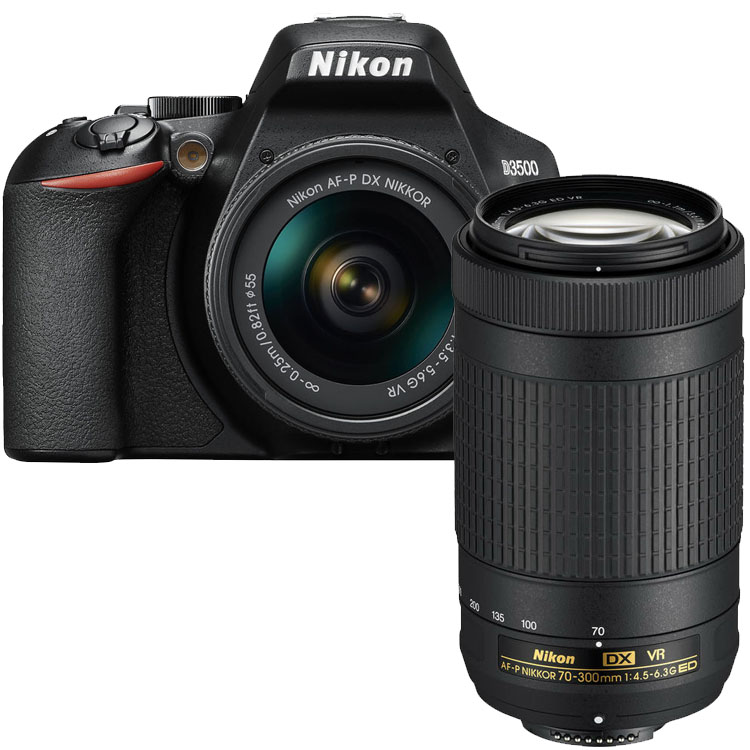 Nikon D3500 zwart + AF-P 18-55mm VR + AF-P 70-300mm VR Nikon D3500 zwart + AF-P 18-55mm VR + AF-P 70-300mm VR