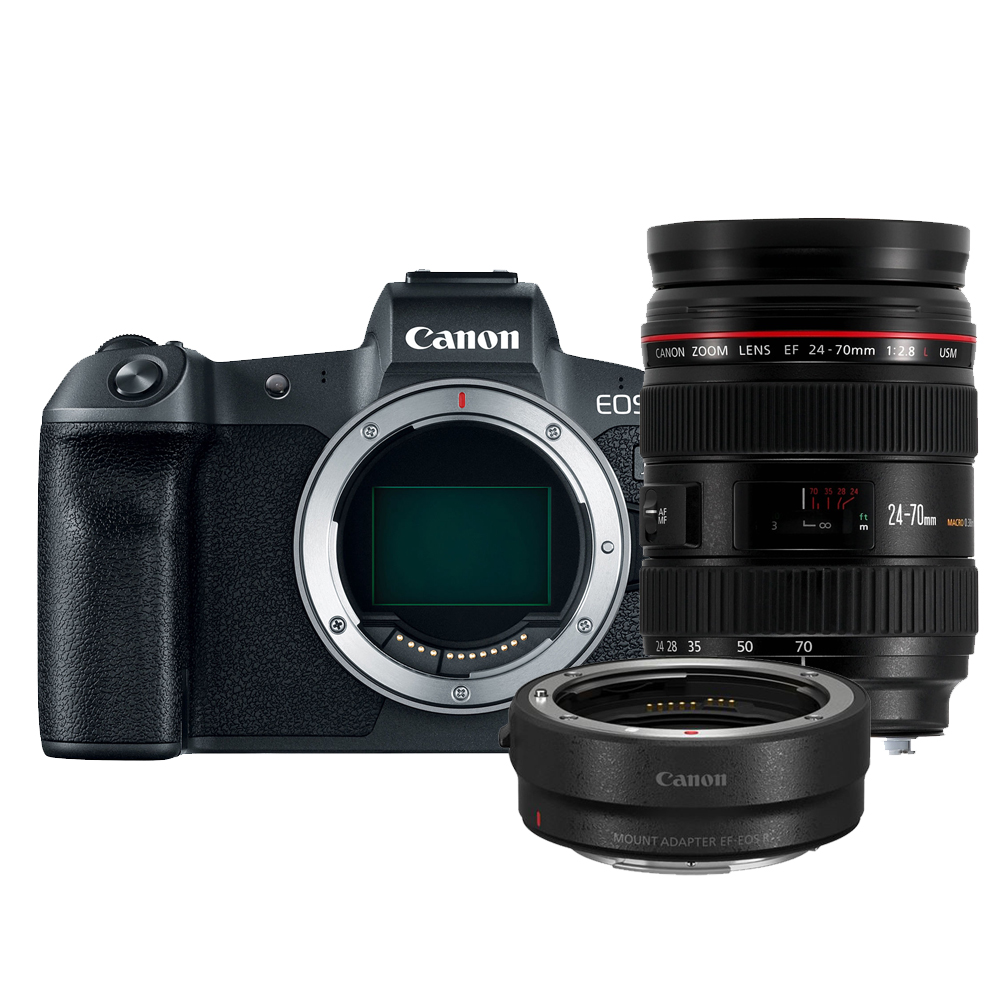 Canon EOS R + EF - RF Mount Adapter + EF 24-70mm F/2.8 L USM II Canon EOS R + EF - RF Mount Adapter + EF 24-70mm F/2.8 L USM II