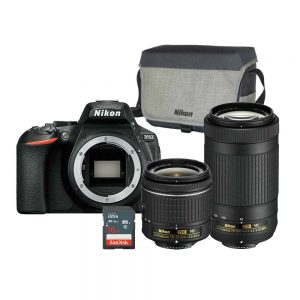 Nikon D5600 + AF-P 18-55mm VR + 70-300mm F/4.5-5.6E ED VR + 16GB + Tas
