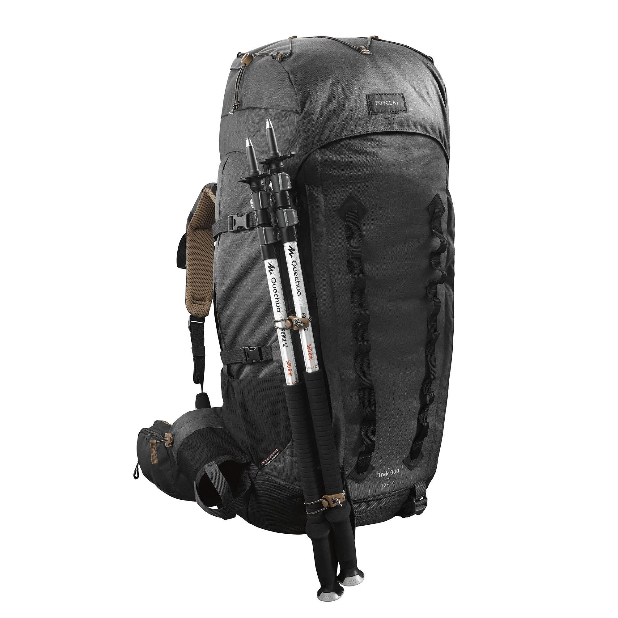 Bergsport-rugzak-voor-heren-Trek-900-70-l-10-l-Symbium-grijs
