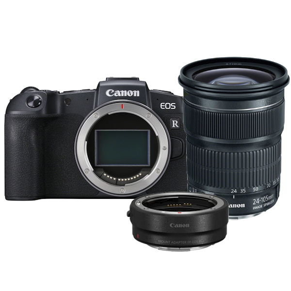 Canon EOS RP + EF - RF Mount Adapter + EF 24-105mm F/3.5-5.6 IS STM Canon EOS RP + EF - RF Mount Adapter + EF 24-105mm F/3.5-5.6 IS STM