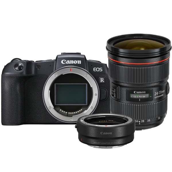 Canon EOS RP Body + EF - RF Mount Adapter + EF 24-70mm F/2.8 L USM II Canon EOS RP Body + EF - RF Mount Adapter + EF 24-70mm F/2.8 L USM II