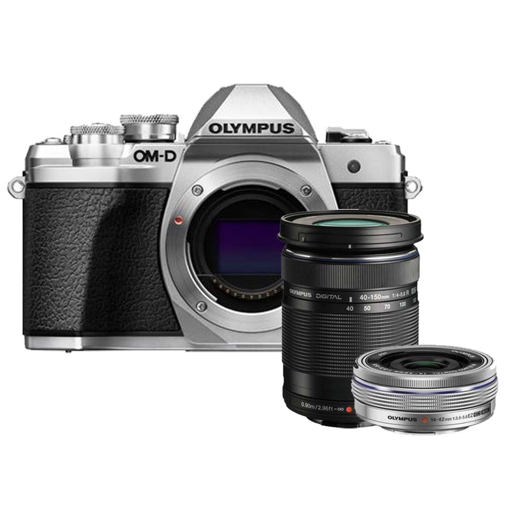 Olympus OM-D E-M10 mark III zilver+ 14-42mm EZ zilver + 40-150mm R zwart Olympus OM-D E-M10 mark III zilver+ 14-42mm EZ zilver + 40-150mm R zwart