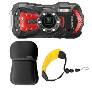 Ricoh WG-60 rood + drijfriem + neopreen tas