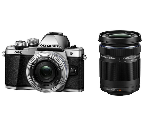 Olympus OM-D E-M10 mark II zilver + 14-42mm EZ zilver + 40-150mm R zwart Olympus OM-D E-M10 mark II zilver + 14-42mm EZ zilver + 40-150mm R zwart