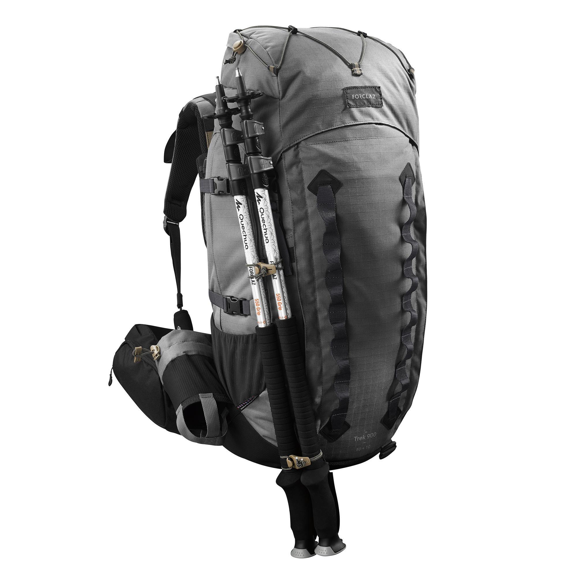 Bergsport-rugzak-voor-heren-Trek-900-50-l-10-l-grijs