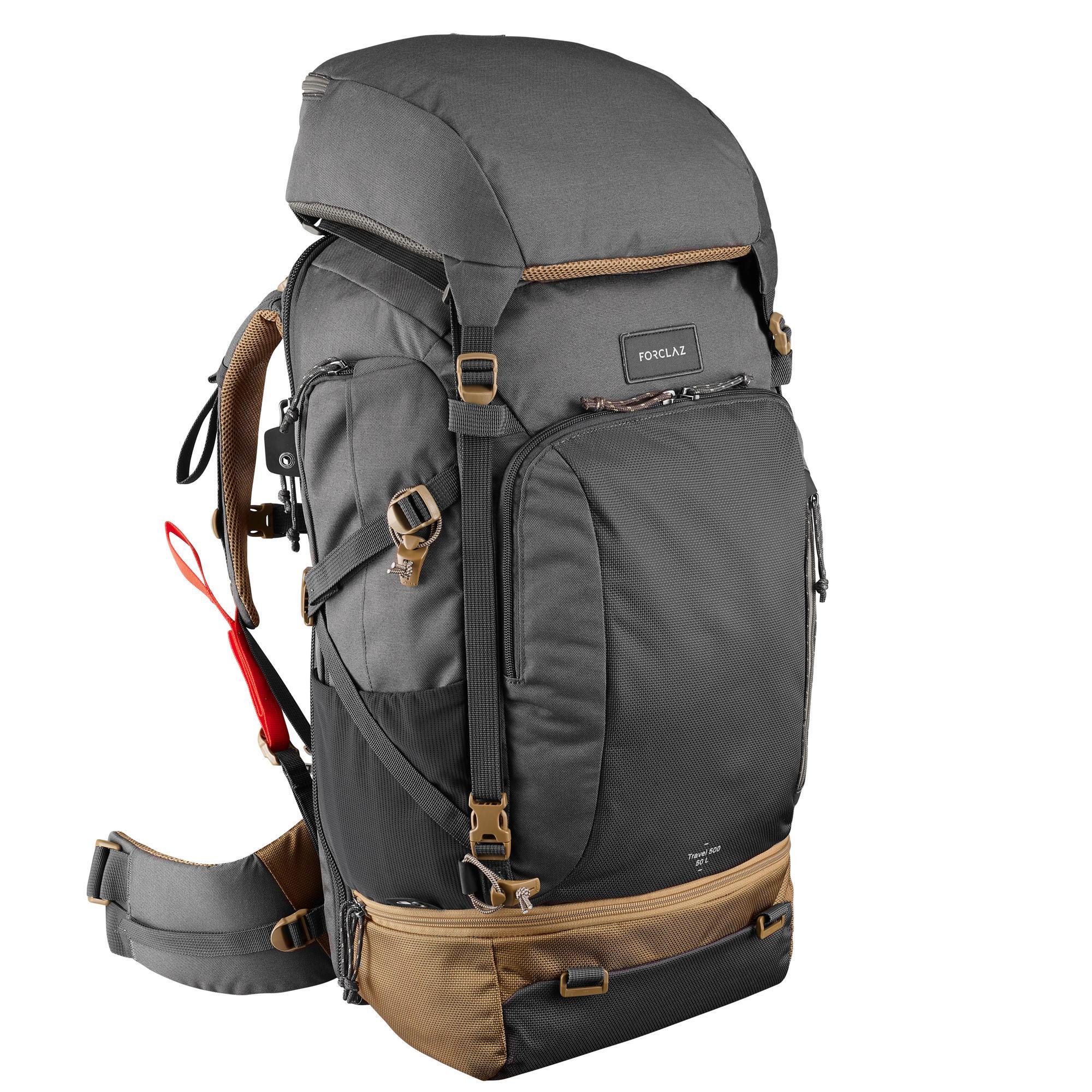 Backpack-voor-heren-Travel-500-50-liter-grijs